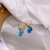 Style Turquoise Irregular Baroque Pearl Pendant Earrings With Natural Stone Element And Copper Setting