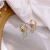 Style Turquoise Irregular Baroque Pearl Pendant Earrings With Natural Stone Element And Copper Setting