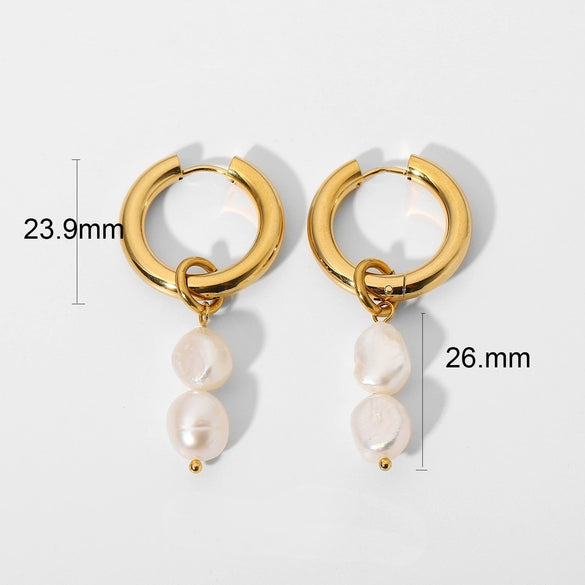 Style Turquoise Irregular Baroque Pearl Pendant Earrings With Natural Stone Element And Copper Setting