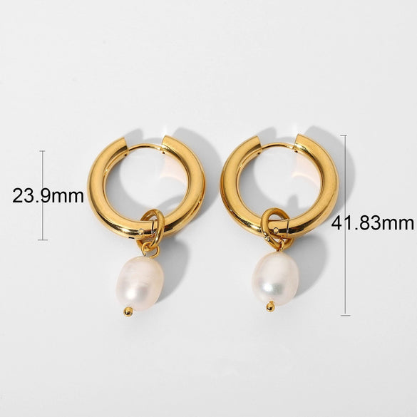 Style Turquoise Irregular Baroque Pearl Pendant Earrings With Natural Stone Element And Copper Setting