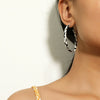 Stylish Black And White Striped Leather C Shaped Earrings Simple Creative Electroplated Statement Earrings
