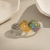 Stylish Cut Out Geometric Hip Hop Punk Ring For Girls Stainless Steel With Electroplating Hand Jewelry