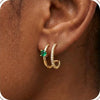 Stylish Electroplated Copper Geometric Double Circle Zircon Gold Hoop Earrings For Women