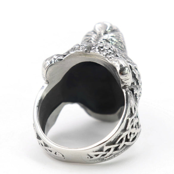 Stylish Exaggerated Retro Atomic Wolf Viking Werewolf Ring Titanium Steel Oil Treated Unisex