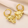 Stylish Ins Style Stainless Steel Cheetah Animal Hugging Circle Removable Earrings Electroplated