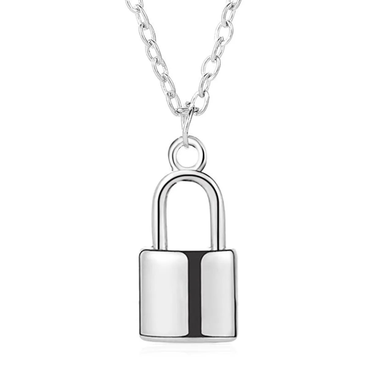 Stylish Metal Plated Lock Necklace Nhdp153051