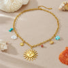 Stylish Minimalist Tropical Fish Star Sunflower Pendant Goldplated Stainless Steel Necklace
