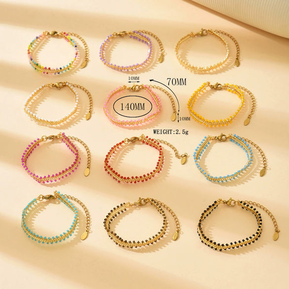 Stylish Simple Glass Glazed Geometric Doll Cartoon Characters Purely Handmade Miyuki Beads Stainless Steel Bracelet For Women And Unisex