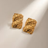 Stylish Stainless Steel Geometric Pattern Hammered Asymmetrical Earrings For Women Jewelry