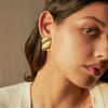Stylish Stainless Steel Geometric Pattern Hammered Asymmetrical Earrings For Women Jewelry