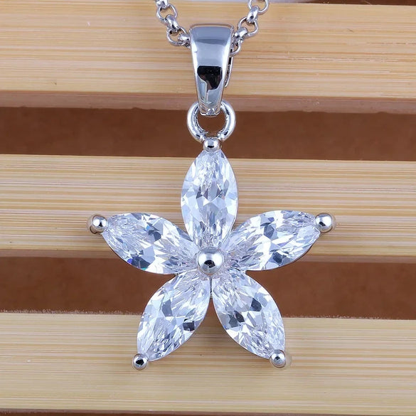 Summer Flower Pendant Copper Inlaid Aaa Zircon Natural Hot Selling Jewelry Platinum Plated