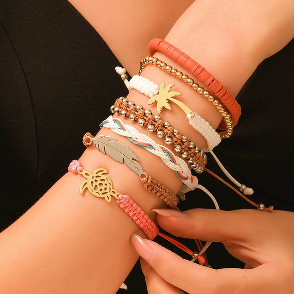 Summer Beach Bracelet Soft Clay Handmade Geometric Design