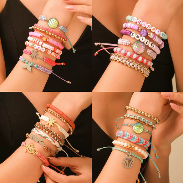 Summer Beach Bracelet Soft Clay Handmade Geometric Design