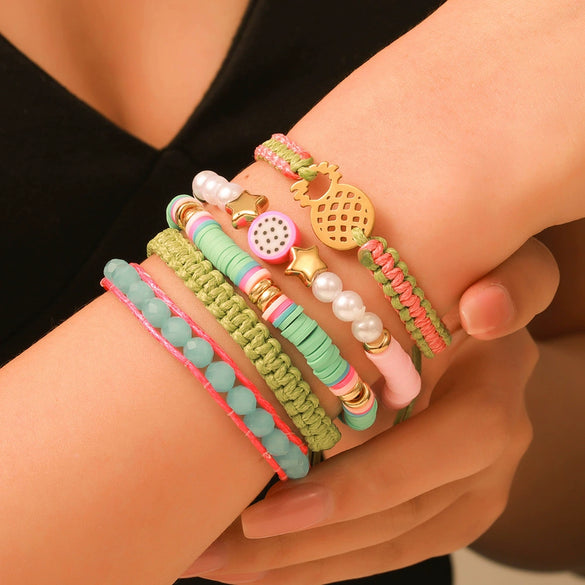 Summer Beach Bracelet Soft Clay Handmade Geometric Design