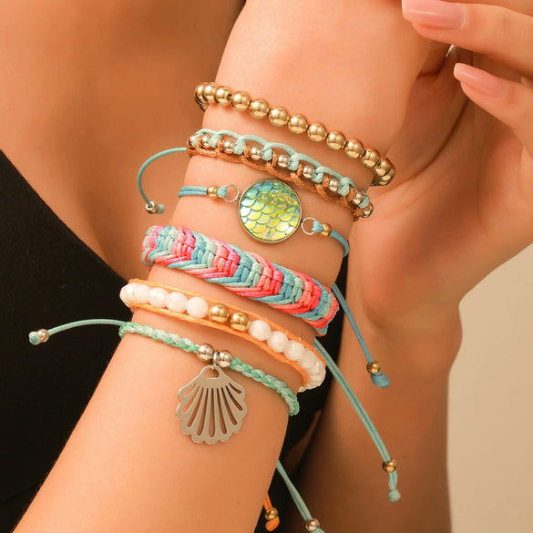 Summer Beach Bracelet Soft Clay Handmade Geometric Design