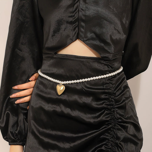 Summer Beach Shell Waist Chain For Women Metal Imitation Pearl Starfish Conch Body Chain