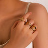 Summer Beach Vacation Starfishshaped Shell Ring Jewelry Stainless Steel Geometric Style 18K Furnace Vacuum Plated Unisex