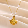 Summer Beach Wind Stainless Steel Starfish Pendant Necklace With Cross Chain Electroplating Treatment