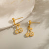 Summer Casual Diamond Cherry Earrings Stainless Steel Accessories Jewelry With Electroplating For Women