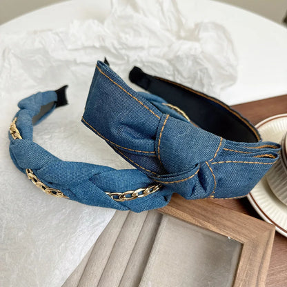 Summer Cowboy Style ~ Korean Dongdaemun Temperament Fabric Bow Hairband Hair Accessories Simple Knotted Wide-Brimmed Headband