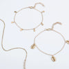 Summer Creative Shell Pattern Alloy Anklet 3 Piece Set For Women