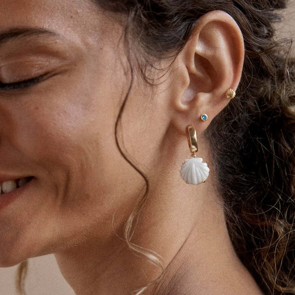 Summer Earrings Stainless Steel Shell Marine Style Electroplating For Women