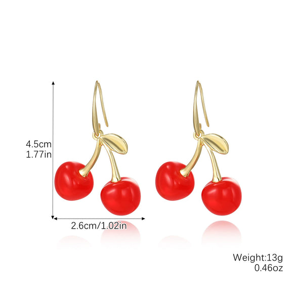 Summer Earrings Zinc Alloy Fruit Cherry Sweet Style For Women