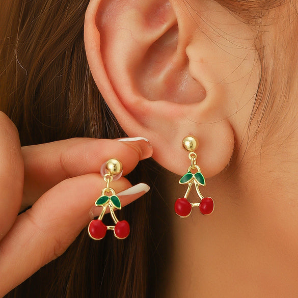 Summer Earrings Zinc Alloy Fruit Cherry Sweet Style For Women
