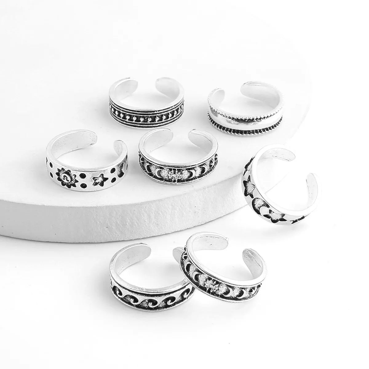 Summer Fashion Open Alloy Foot Ring 7-piece Set