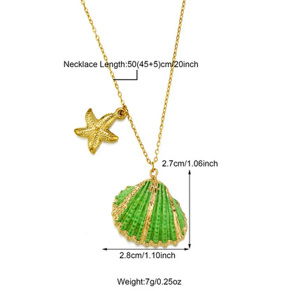 Wholesale Jewelry Simple Style Classic Style Shell 304 Stainless Steel Patchwork Inlaid Shell Pendant Necklace