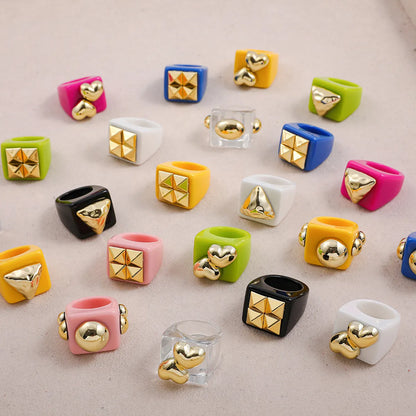 Summer New Color Matching Resin Thick Ring Wholesale