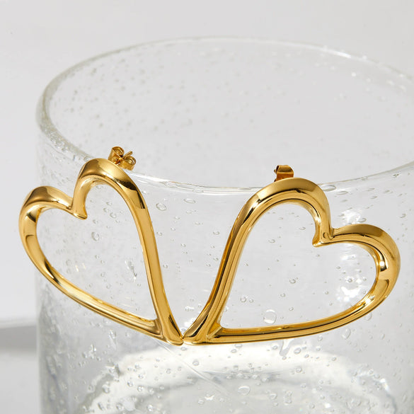 Summer New Exaggerated Loveshaped Stainless Steel Earrings For Women With Electroplating
