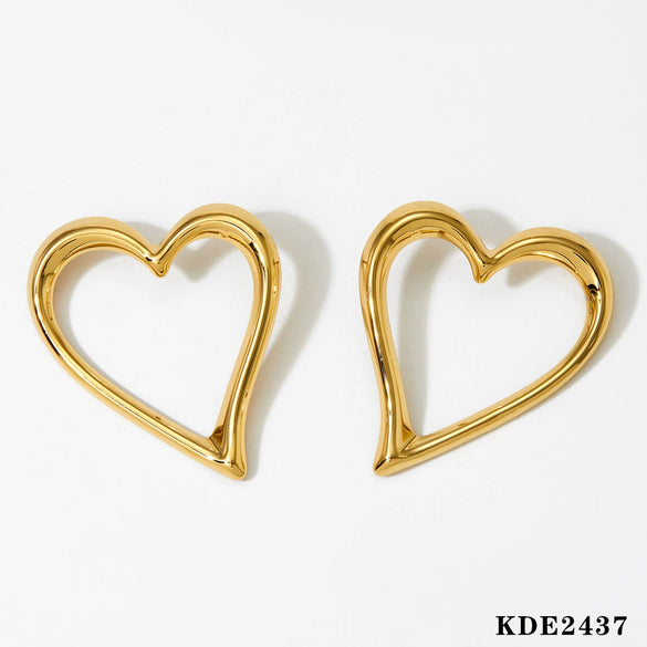 Summer New Exaggerated Loveshaped Stainless Steel Earrings For Women With Electroplating