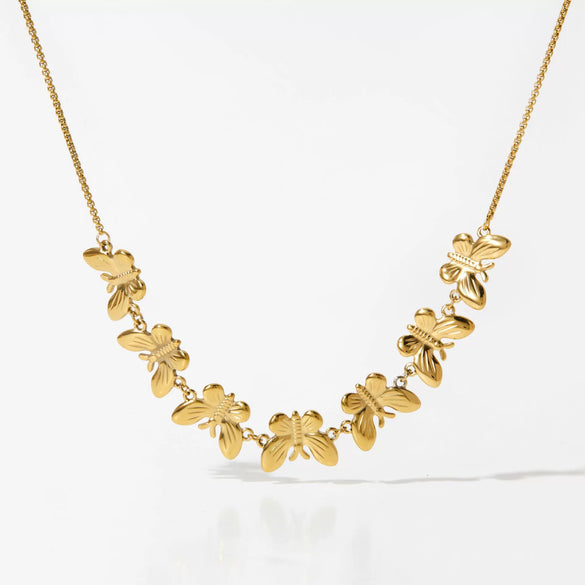 Summer New Stainless Steel Butterfly Dravable Women's High End Fashion All Match Necklace With Electroplating