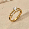 Summer New Stainless Steel Cnc Dense Diamond Ring With Geometric Design Electroplated Simple And Fashionable For Women