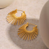 Summer New Stainless Steel Earrings With Diamond For Women Exaggerated Fanshaped Electroplated