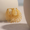 Summer New Stainless Steel Earrings With Diamond For Women Exaggerated Fanshaped Electroplated