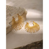 Summer New Stainless Steel Earrings With Diamond For Women Exaggerated Fanshaped Electroplated