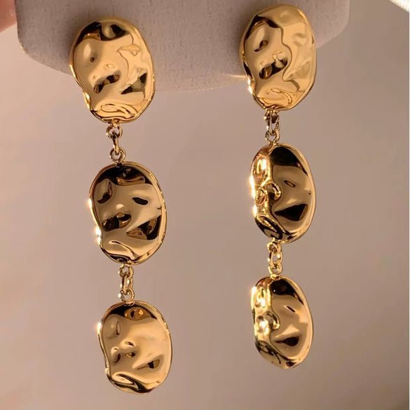 Summer New Stainless Steel Stitching Design Geometric Earrings With Electroplating For Women Wholesale