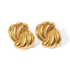 Summer New Stainless Steel Wave Strip Earrings With 18K Gold Electroplating