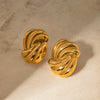 Summer New Stainless Steel Wave Strip Earrings With 18K Gold Electroplating