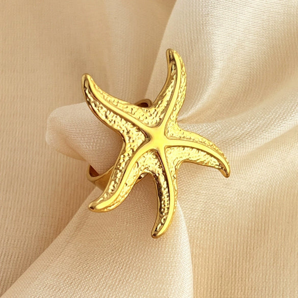 Summer Ocean Series Stainless Steel Ring Earrings Necklace With Heart Shape Pattern And Electroplating For Women