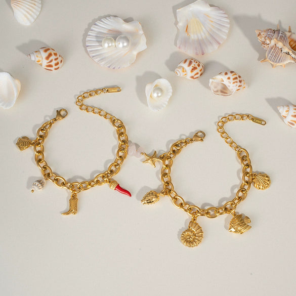 Summer Ocean Style All Match Bracelet Stainless Steel Jewelry For Women Pvd Furnace Vacuum Real Gold Plated