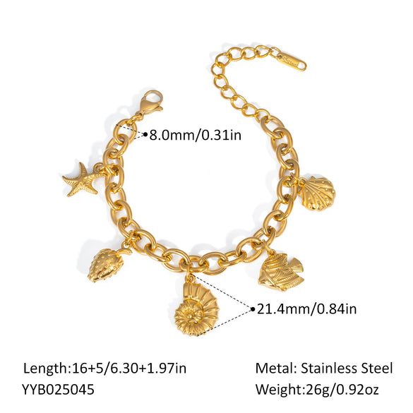 Summer Ocean Style All Match Bracelet Stainless Steel Jewelry For Women Pvd Furnace Vacuum Real Gold Plated