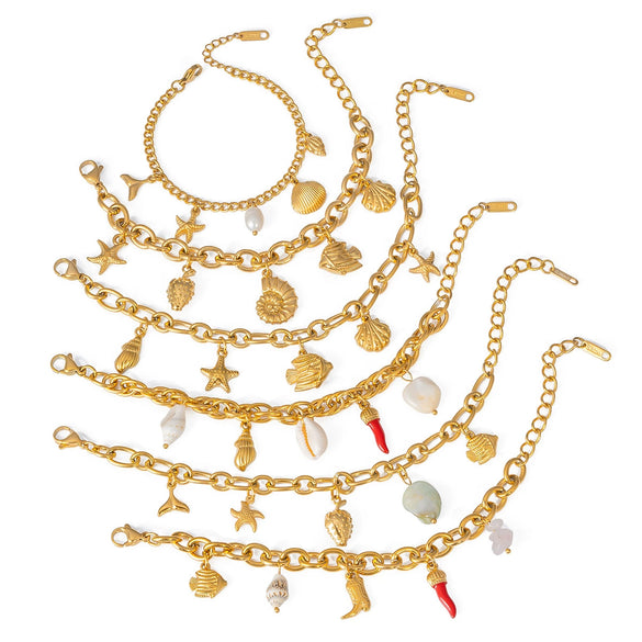 Summer Ocean Style All Match Bracelet Stainless Steel Jewelry For Women Pvd Furnace Vacuum Real Gold Plated