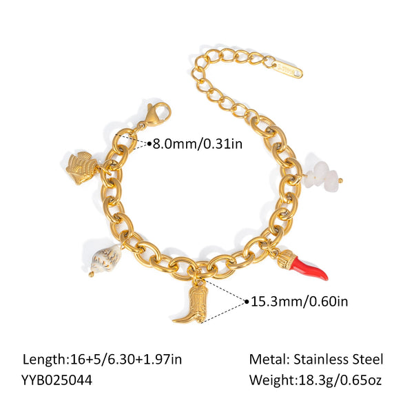Summer Ocean Style All Match Bracelet Stainless Steel Jewelry For Women Pvd Furnace Vacuum Real Gold Plated
