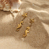Summer Ocean Style Starfish Seahorse Pendant Earrings Stainless Steel 18K Electroplating Geometric