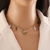 Summer Pastoral Style Love Heart Pendant Stainless Steel Necklace With Dripping Oil Treatment