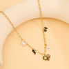 Summer Pastoral Style Love Heart Pendant Stainless Steel Necklace With Dripping Oil Treatment
