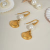 Summer Pearl Shell Pendant Earrings Light Luxury Fashion Ocean Elements High End Stainless Steel Earrings